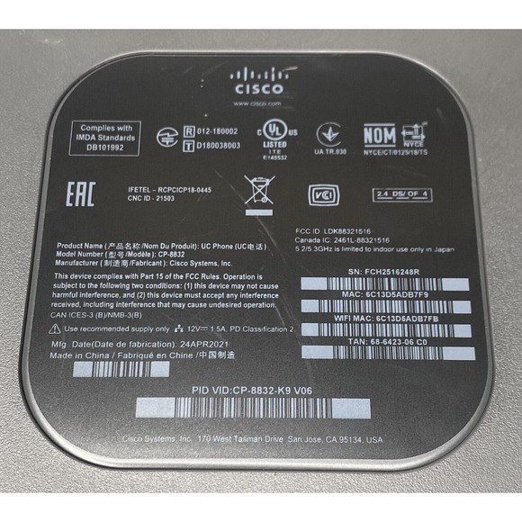 Cisco CP-8832-K9 IP Conference UC Phone Charcoal No Cord & Power Adapter - Picture 4 of 14